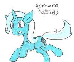 Size: 926x778 | Tagged: safe, artist:cmara, trixie, pony, unicorn, g4, female, mare, marker drawing, running, simple background, solo, traditional art, white background