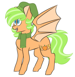 Size: 3424x3508 | Tagged: safe, artist:crazysketch101, oc, oc:electric pumpkin, bat pony, pony, beanie, clothes, femboy, hat, high res, male, scarf, solo