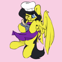 Size: 2000x2000 | Tagged: safe, artist:spoopygander, oc, oc only, oc:reia hope, pegasus, pony, apron, chef's hat, clothes, cute, female, hat, high res, mare, solo, whisk, wings