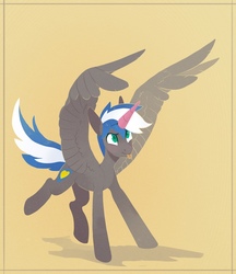 Size: 933x1080 | Tagged: safe, artist:koviry, oc, oc only, oc:cloud zapper, pegasus, pony, fake horn, male, solo, tongue out