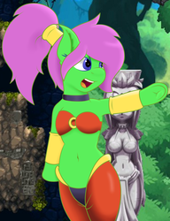 Size: 2185x2838 | Tagged: safe, artist:spk, oc, oc only, oc:zippy sparkz, genie, semi-anthro, arm hooves, belly button, breasts, chestbreasts, clothes, female, high res, outfit, ponytail, shantae, solo