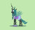 Size: 2417x2118 | Tagged: safe, artist:gd_inuk, ocellus, queen chrysalis, changedling, changeling, changeling queen, 2 4 6 greaaat, g4, my little pony: friendship is magic, what lies beneath, blank eyes, cheerleader chrysalis, cheerleader ocellus, cheerleader outfit, clothes, cute, cutealis, diaocelles, disguise, disguised changeling, empty eyes, female, green background, happy, high res, lineless, no mouth, no pupils, pleated skirt, pom pom, queen chrysellus, simple background, skirt, solo, stylized