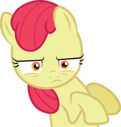 Size: 3523x3691 | Tagged: safe, artist:craftybrony, edit, editor:slayerbvc, vector edit, apple bloom, earth pony, pony, g4, accessory-less edit, apple bloom is not amused, female, filly, high res, missing accessory, simple background, solo, transparent background, unamused, vector