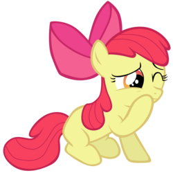 Size: 7000x7000 | Tagged: safe, artist:tardifice, apple bloom, earth pony, pony, g4, apple bloom's bow, bow, female, filly, hair bow, one eye closed, simple background, sitting, solo, transparent background, vector