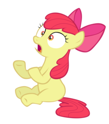 Size: 7000x8000 | Tagged: safe, artist:tardifice, apple bloom, earth pony, pony, bloom & gloom, g4, apple bloom's bow, bow, female, filly, hair bow, open mouth, shocked, simple background, sitting, solo, transparent background, vector