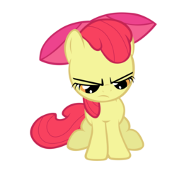 Size: 7000x6823 | Tagged: safe, artist:tardifice, apple bloom, earth pony, pony, g4, apple bloom's bow, bow, female, filly, grumpy, hair bow, looking down, simple background, sitting, solo, transparent background, vector