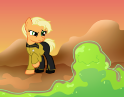 Size: 2721x2137 | Tagged: safe, artist:athos01, applejack, smooze, earth pony, pony, g4, alternate hairstyle, armus, female, high res, mare, skin of evil, solo, star trek, star trek: the next generation, tasha yar, this will end in death