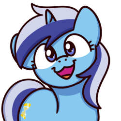 Size: 1000x1000 | Tagged: safe, artist:sugar morning, minuette, pony, unicorn, g4, :3, bust, cute, female, looking at you, mare, minubetes, open mouth, simple background, smiling, smiling at you, solo, sugar morning's smiling ponies, transparent background
