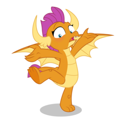 Size: 2500x2500 | Tagged: safe, artist:creativescribbles, smolder, dragon, g4, blushing, butt, dragoness, female, high res, simple background, solo, standing, standing on one leg, transparent background