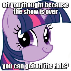 Size: 600x600 | Tagged: safe, twilight sparkle, pony, g4, caption, faic, female, image macro, simple background, smiling, smirk, solo, text, the ride never ends, twiface, white background, wrong neighborhood
