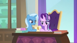 Size: 1920x1080 | Tagged: safe, screencap, starlight glimmer, trixie, pony, g4, the ending of the end, book, scroll