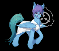 Size: 1600x1400 | Tagged: safe, artist:alleycat, oc, oc only, oc:dr.picsell dois, pegasus, pony, clothes, lab coat, male, scp, scp foundation, simple background, solo