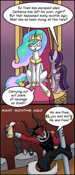 Size: 420x978 | Tagged: safe, artist:black-nocturne, lord tirek, princess celestia, twilight sparkle, alicorn, pony, g4, comic, pole dancing, scorpan's necklace, stripper pole, twilight sparkle (alicorn)