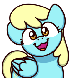 Size: 1000x1000 | Tagged: safe, artist:sugar morning, sassaflash, pegasus, pony, g4, :3, bust, cute, female, looking at you, mare, open mouth, simple background, smiling, solo, sugar morning's smiling ponies, transparent background