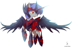 Size: 1792x1205 | Tagged: safe, artist:zidanemina, oc, oc only, oc:rood, pony, anime, armor, crossover, saint seiya, simple background, solo, white background, wings