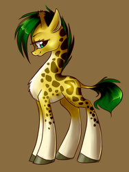 Size: 736x979 | Tagged: safe, artist:solweig, giraffe, female, simple background, solo