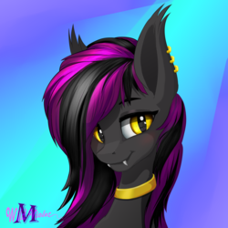 Size: 1200x1200 | Tagged: safe, artist:wildviolet-m, oc, oc only, oc:midnight flurry, pony, bust, fangs, portrait, solo