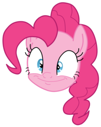 Size: 1000x1250 | Tagged: safe, artist:blondenobody, derpibooru exclusive, pinkie pie, earth pony, pony, g4, the ending of the end, faic, female, head, simple background, smiling, solo, transparent background, wide eyes