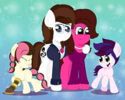 Size: 5100x4100 | Tagged: safe, artist:aarondrawsarts, oc, oc:brain teaser, oc:danny bloom, oc:lilly bloom, oc:rose bloom, earth pony, pony, alternate style, amputee, beard, brainbloom, clothes, colt, congenital amputee, dress, epilogue, facial hair, family, father, female, filly, future, husband and wife, jewelry, male, mother, necklace, oc x oc, older, older aaron the pony, older rose bloom, post-finale, prosthetic leg, prosthetic limb, prosthetics, ring, shipping, suit, tongue out, wedding ring