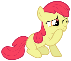 Size: 7000x6006 | Tagged: safe, artist:tardifice, edit, editor:slayerbvc, vector edit, apple bloom, earth pony, pony, g4, accessory-less edit, female, filly, missing accessory, one eye closed, simple background, sitting, solo, transparent background, vector