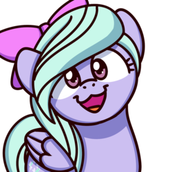 Size: 1000x1000 | Tagged: safe, artist:sugar morning, flitter, pegasus, pony, g4, :3, bow, bust, cute, female, flitterbetes, looking at you, mare, open mouth, simple background, smiling, solo, sugar morning's smiling ponies, transparent background