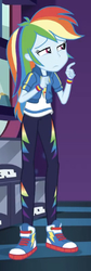 Size: 203x604 | Tagged: safe, screencap, rainbow dash, equestria girls, equestria girls series, holidays unwrapped, spoiler:eqg series (season 2), canterlot mall, cropped, female, solo, squint, squinted eyes