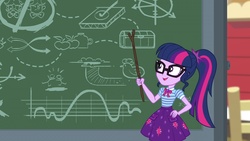 Size: 1920x1080 | Tagged: safe, screencap, sci-twi, twilight sparkle, equestria girls, equestria girls specials, g4, my little pony equestria girls: better together, my little pony equestria girls: holidays unwrapped, chalkboard, clothes, cutie mark on clothes, female, sci-twi skirt, skirt, solo