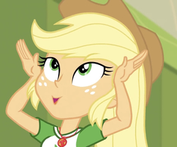 Size: 685x569 | Tagged: safe, screencap, applejack, equestria girls, equestria girls specials, g4, my little pony equestria girls: better together, my little pony equestria girls: holidays unwrapped, cropped, faic, female, geode of super strength, magical geodes, solo