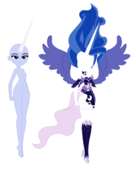 Size: 644x827 | Tagged: safe, artist:cathylility, artist:selenaede, princess luna, vice principal luna, equestria girls, g4, base, clothes, daydream-ified, high heels, horn, pegasus wings, ponied up, shoes, simple background, spread wings, transparent background, wings