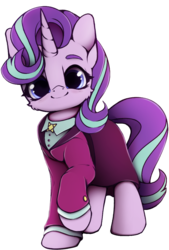 Size: 775x1147 | Tagged: safe, artist:hitbass, starlight glimmer, pony, unicorn, g4, the last problem, cheek fluff, clothes, cute, female, glimmerbetes, headmare starlight, looking at you, mare, older, older starlight glimmer, raised hoof, simple background, smiling, solo, suit, transparent background