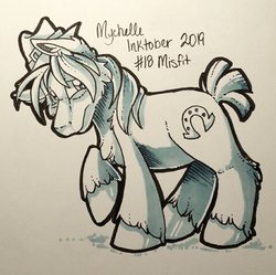 Size: 2048x2043 | Tagged: safe, artist:mychelle, trouble shoes, earth pony, pony, g4, high res, inktober, inktober 2019, male, monochrome, solo, traditional art, unshorn fetlocks
