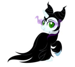 Size: 1920x1713 | Tagged: dead source, safe, artist:rainbows-skies, pony, unicorn, base used, female, maleficent, mare, ponified, raised hoof, simple background, solo, sombra eyes, transparent background
