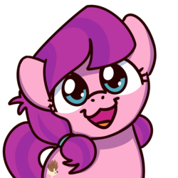 Size: 1000x1000 | Tagged: safe, artist:sugar morning, part of a set, lily longsocks, earth pony, pony, g4, :3, adorasocks, bust, cute, female, filly, lilydorable, looking at you, open mouth, part of a series, simple background, smiling, solo, sugar morning's smiling ponies, transparent background