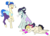 Size: 1441x1039 | Tagged: safe, artist:icicle-niceicle-1517, artist:sychia, color edit, edit, coloratura, sapphire shores, songbird serenade, earth pony, pegasus, pony, g4, my little pony: the movie, alternate hairstyle, bow, clothes, collaboration, colored, exercise, exhausted, female, hair bow, headband, leg warmers, leotard, lying down, mare, open mouth, raised hoof, raised leg, shorts, simple background, sitting, sweatband, tank top, transparent background, trio, underhoof, workout, workout outfit