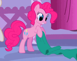 Size: 536x420 | Tagged: safe, screencap, pinkie pie, earth pony, pony, g4, season 1, suited for success, animated, behaving like a cat, carousel boutique, crepuscular rays, cute, diapinkes, face down ass up, female, mare, pinkie being pinkie, pinkie cat, ponk, silly, silly pony, smiling, solo