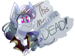 Size: 1024x768 | Tagged: safe, artist:emuuanne, rainbow dash, pony, the count of monte rainbow, g4, ascot, bust, clothes, ear fluff, eye clipping through hair, female, lyrics, rainbow dantes, scrunchy face, simple background, solo, text, the count of monte cristo, this man is dead, transparent background
