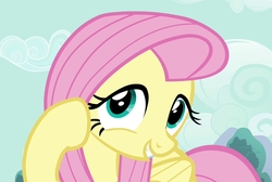Size: 1071x720 | Tagged: safe, screencap, fluttershy, pegasus, pony, g4, it ain't easy being breezies, season 4, bashful, cute, female, mare, shyabetes, smiling, solo
