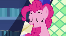 Size: 1280x714 | Tagged: safe, screencap, pinkie pie, earth pony, pony, equestria girls, g4, my little pony equestria girls: rainbow rocks, eyes closed, female, mare, open mouth, solo, twilight's castle