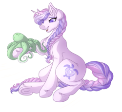 Size: 3408x3138 | Tagged: safe, artist:amazing-artsong, oc, oc only, oc:serenity, octopus, pony, unicorn, female, high res, mare, simple background, solo, transparent background, underhoof