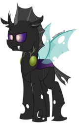 Size: 3125x4688 | Tagged: safe, artist:besttubahorse, oc, oc:epoch'zi, changeling, changeling oc, male, purple changeling, simple background, text, transparent background, transparent wings, unobtrusive watermark, vector, wings