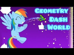 Size: 480x360 | Tagged: safe, rainbow dash, pegasus, pony, g4, ^^, awesome, eyes closed, female, geometry dash, geometry dash world, icon, level, like, smiling, solo, wings, yay