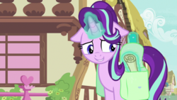Size: 1920x1080 | Tagged: safe, screencap, starlight glimmer, pony, unicorn, g4, student counsel, female, floppy ears, mare, saddle bag, scroll, solo