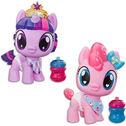 Size: 1200x1200 | Tagged: safe, pinkie pie, twilight sparkle, alicorn, pony, unicorn, g4, baby, bottle, crown, doll, female, jewelry, mare, regalia, smiling, toy, twilight sparkle (alicorn), wings