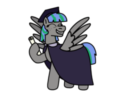 Size: 2048x1536 | Tagged: safe, artist:kindheart525, oc, oc only, oc:storm strike, pegasus, pony, kindverse, graduation cap, hat, offspring, parent:blossomforth, parent:thunderlane, parents:blossomlane, solo