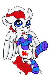 Size: 715x1118 | Tagged: safe, artist:dawn-designs-art, oc, oc only, oc:lucky knight, pegasus, pony, blushing, cheek fluff, chest fluff, clothes, cute, ear fluff, simple background, socks, solo, striped socks, transparent background