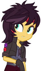Size: 2166x3713 | Tagged: safe, artist:sketchmcreations, sunset shimmer, costume conundrum, costume conundrum: applejack, equestria girls, g4, my little pony equestria girls: choose your own ending, clothes, fangs, female, gloves, high res, jacket, simple background, solo, transparent background, vampire shimmer, vector, wig