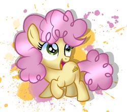 Size: 727x642 | Tagged: safe, artist:doraeartdreams-aspy, li'l cheese, earth pony, pony, g4, the last problem, abstract background, base used, cute, female, filly, li'l cuteese, looking up, open mouth, raised hoof, smiling, solo