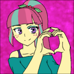 Size: 400x400 | Tagged: safe, artist:fantasygerard2000, sour sweet, equestria girls, g4, cropped, female, heart, heart hands, looking at you, smiling, solo
