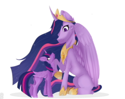 Size: 1280x1021 | Tagged: safe, artist:castelainmlp, twilight sparkle, alicorn, pegasus, pony, unicorn, g4, the last problem, female, mare, missing cutie mark, older, older twilight, older twilight sparkle (alicorn), princess twilight 2.0, self ponidox, twilight sparkle (alicorn)