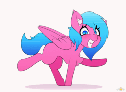 Size: 2000x1455 | Tagged: safe, artist:n0nnny, oc, oc:neon, oc:neon burst, bat pony, object pony, original species, pegasus, pony, g4, animated, bat pony oc, biting, blushing, cute, dancing, ear fluff, element pony, frame by frame, gif, grin, male, ponified, simple background, smiling, solo, teeth, tongue bite, white background